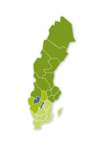 Sverigekarta med nodindelning