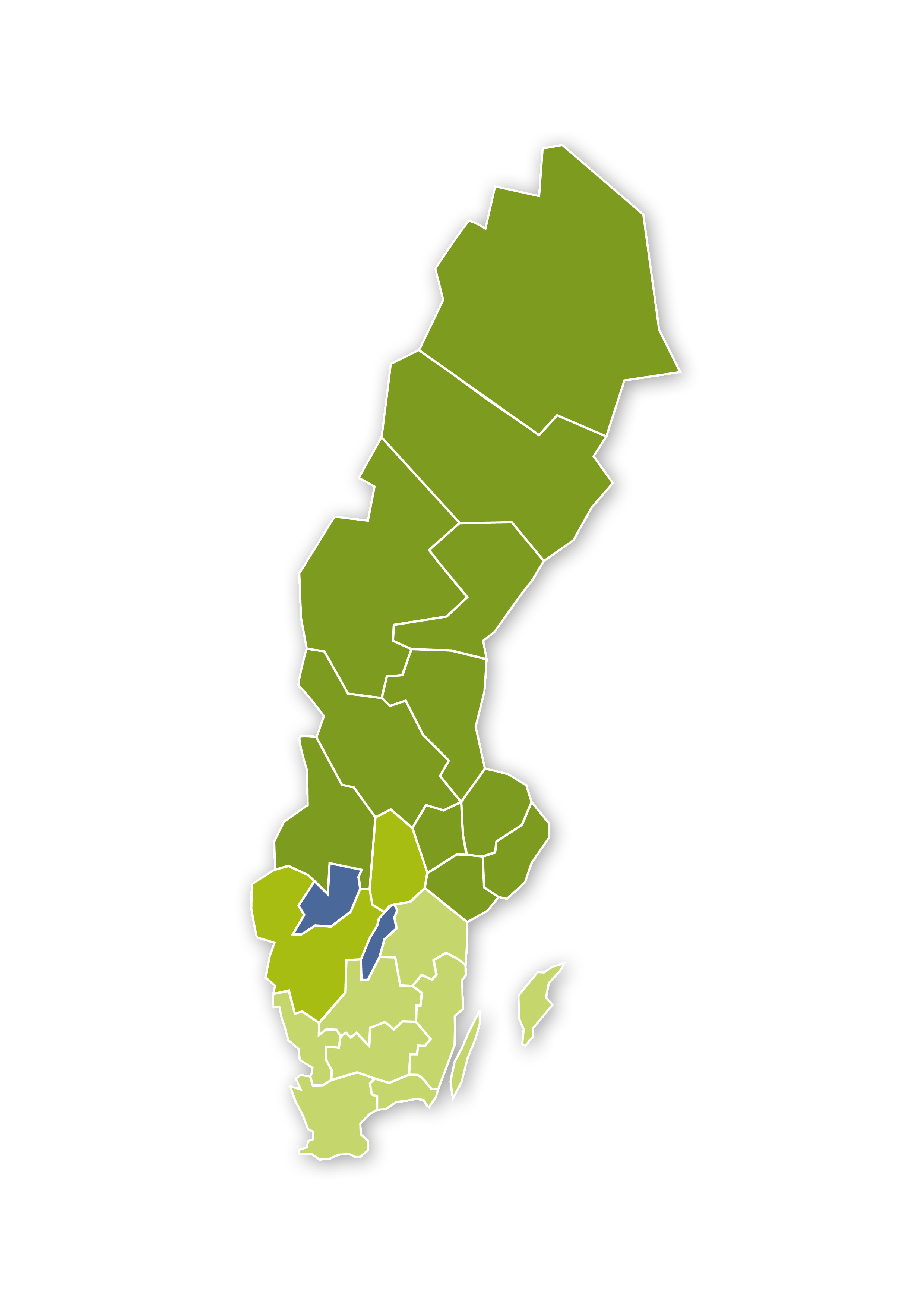 Sverigekarta nodindelning - Nationella självskadeprojektet